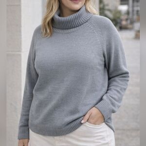 Bestow Lamswool & Nylon Blend Turtleneck Gray Pullover Top Sweater Cozy Size XL